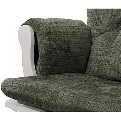 Avis Mendler Fauteuil relax HWC-C76, rocking chair fauteuil à bascule avec pouf tissu/textile chenille (465g/m²) ~ vert, piètement blanc