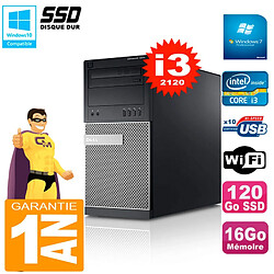 PC Tour DELL 7010 Core I3-2120 RAM 16Go Disque 120 Go SSD Wifi W7 - Occasion