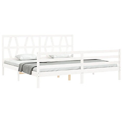 Acheter Maison Chic Lit adulte - Cadre Structure de lit avec tête de lit Contemporain blanc 200x200 cm bois massif -MN40261