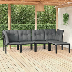 Maison Chic Salon de jardin 5 pcs - Table et chaises d'extérieur - Mobilier/Meubles de jardin Moderne noir et gris résine tressée -MN20567