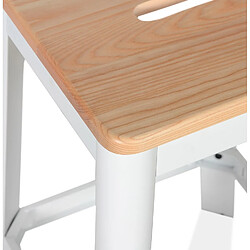 Avis Alterego Tabouret haut style industriel 'LIDYA' avec structure en métal blanc et assise en bois