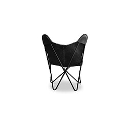 ICONIK INTERIOR Chaise en Cuir - Design Papillon - Wun Noir pas cher