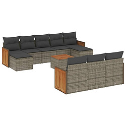 Maison Chic Salon de jardin 11 pcs avec coussins | Ensemble de Table et chaises | Mobilier d'Extérieur gris résine tressée -GKD13029