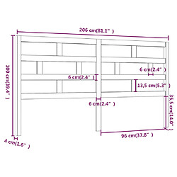 vidaXL Tête de lit Gris 206x4x100 cm Bois massif de pin pas cher