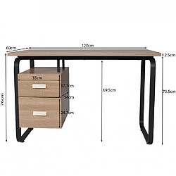 Acheter Le Quai Des Affaires Bureau PEARL 120x60cm / Décor Chêne blanchi et métal noir