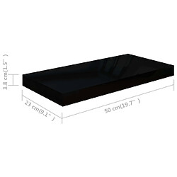 vidaXL Étagère murale flottante Noir brillant 50x23x3,8 cm MDF pas cher