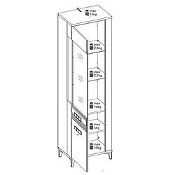 Avis Dansmamaison Vitrine droite 2 portes battantes à leds Chêne Miel/Blanc - APODIS