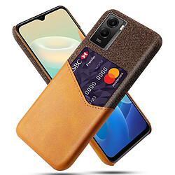 Coque en TPU + PU anti-chocs avec porte-carte, orange pour votre Vivo Y55s 5G