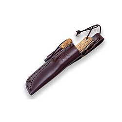 Couteau de chasse sportive Joker "Nordico" CL119-P, mango en bois de bouleau frisé et lame de 10 cm, fourreau en cuir brun, Outil pour la pêche, la chasse, le camping et la randonnée