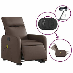 Maison Chic Fauteuil Relax pour salon, Fauteuil inclinable de massage électrique marron similicuir -GKD25398 pas cher