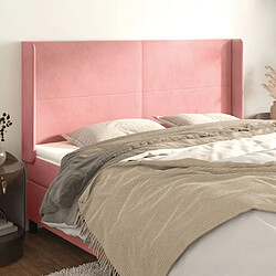 Maison Chic Tête de lit scandinave avec oreilles,meuble de chambre Rose 163x16x118/128 cm Velours -MN97473