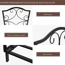 Helloshop26 Porte-bûches en fer forgé avec poignée charge max 60 kg de bois range-bûche pour poêle brasero foyer cheminée 44 x 32 x 39,5 cm 20_0005192