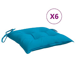 vidaXL Coussins de chaise lot de 6 bleu clair 50x50x7 cm tissu oxford