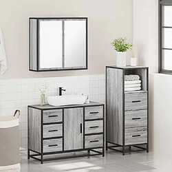 Avis vidaXL Ensemble de meubles de salle de bain 3 pcs Sonoma gris