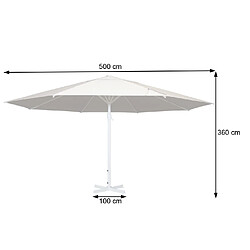 Mendler Parasol Meran II, gastronomie, parasol pour marché Ø 5m, poteau alu,blanc 28 kg ~ anthracite avec support