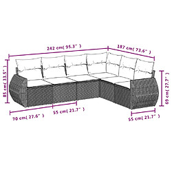 Avis vidaXL Salon de jardin avec coussins 6 pcs marron résine tressée