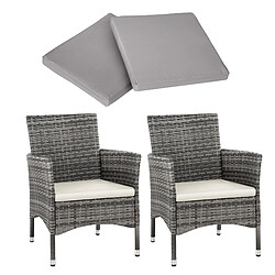 Tectake Lot de 2 fauteuils de jardin acier avec 2 sets de housses - gris/gris clair pas cher