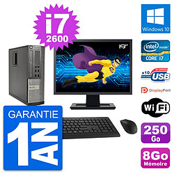 PC Dell 990 SFF Ecran 19" Intel i7-2600 RAM 8Go Disque Dur 250Go Windows 10 Wifi - Occasion