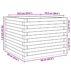 vidaXL Jardinière 60x60x46 cm bois de pin massif pas cher