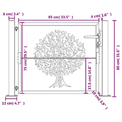 vidaXL Portail de jardin anthracite 105x80 cm acier conception d'arbre pas cher