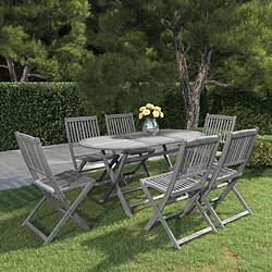 Maison Chic Mobilier à dîner 7 pcs de jardin - Ensemble table et chaises d'extérieur - Salon/Mobilier de jardin classique Bois d'acacia massif Gris -MN25755