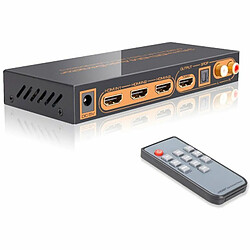 Commutateur Hdmi 4K/60Hz Séparateur D'Extracteur Audio Avec Télécommande Commutateur Hdmi 3 Ports Prise Ua