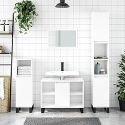 Maison Chic Armoire de salle de bain,Meuble de rangement,Meuble haut blanc brillant 80x33x60 cm -GKD671657