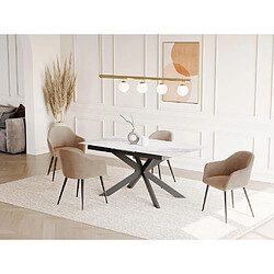 Vente-Unique Table à manger extensible ALBINA - 6 à 8 personnes - Céramique & Verre trempé - Effet marbre Blanc de Maison Céphy