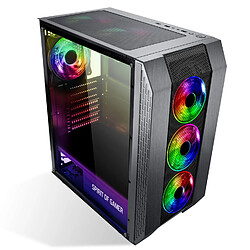 Spirit Of Gamers Boitier PC Rogue 6 RGB Spirit of gamer, Tour gaming, ITX / maTX / ATX 4 ventilateurs, rétroéclairé