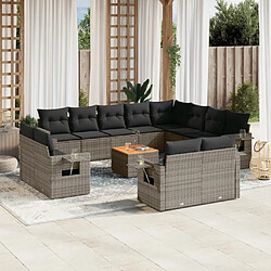 Maison Chic Salon de jardin avec coussins 13 pcs, Ensemble Tables et chaises de jardin, gris résine tressée -GKD913203