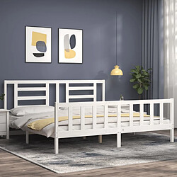 Avis Maison Chic Lit adulte - Cadre Structure de lit avec tête de lit Contemporain blanc 200x200 cm bois massif -MN12667