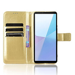 Htdmobiles Housse pour Sony Xperia 10 VI - etui coque pochette portefeuille + verre trempe - OR