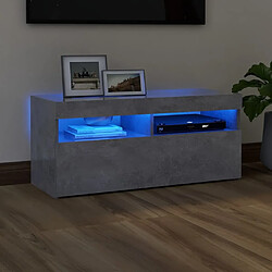 vidaXL Meuble TV avec lumières LED gris béton 90x35x40 cm