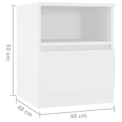 vidaXL Tables de chevet 2 pcs Blanc 40x40x50 cm Aggloméré pas cher