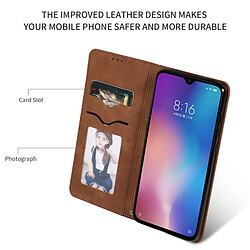 Wewoo Housse Coque Etui en cuir avec rabat horizontal magnétique Business Skin Feel pour Xiaomi 9 Marron