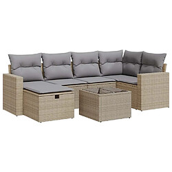 vidaXL Salon de jardin avec coussins 7 pcs beige résine tressée