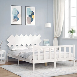 Maison Chic Cadre/structure de lit avec tête de lit pour adulte - Lit Moderne Chambre blanc King Size bois massif -MN10497