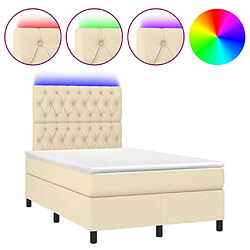 Sommier à lattes,Cadre à lattes de lit et matelas et LED pour Adulte Crème 120x200cm Tissu -MN21919