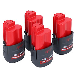 Milwaukee Batterie Set 4x M12 HB2.5 High Output 12 V 2,5 Ah / 2500 mAh Li-Ion Batterie ( 4x 4932480164 )