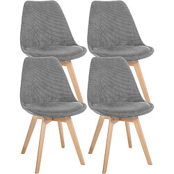 Decoshop26 Lot de 4 chaises de salle à manger style scandinave en velours côtelé gris CDS10392