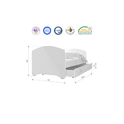 Avis Kids Literie Lit Enfant Happy 80x160 Le Roi Lion Blanc Livré avec sommiers, tiroir et matelas en mousse de 7cm