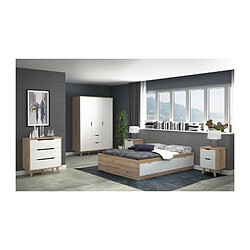 FINLANDEK Commode de chambre VANKKA scandinave decor chene et blanc mat + pieds en bois massif - L 80 cm pas cher