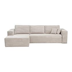 Vente-Unique Canapé angle gauche convertible express velours côtelé beige - Couchage 140 cm - Matelas 14 cm AMELIA II