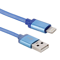 Avis Wewoo Câble bleu pour iPhone X / 8 & 8 Plus / 7 & 7 Plus / 6 & 6s & 6 Plus & 6s Plus / 5 & 5S & SE & 5C / iPad 25cm Net Style tête en métal Lightning à USB données / de chargeur,