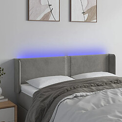 vidaXL Tête de lit à LED Gris clair 147x16x78/88 cm Velours