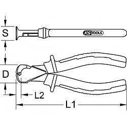 KS TOOLS 115.1315 Pince coupante frontale standrad, 165 mm