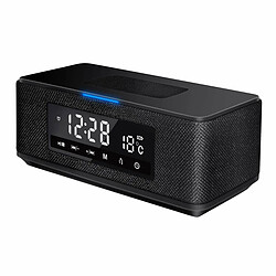 PLATINET Enceinte 10 W, Bluetooth, Charge QI, Radio FM, réveil - Daily - Noir