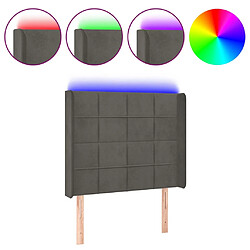 vidaXL Tête de lit à LED Gris foncé 83x16x118/128 cm Velours