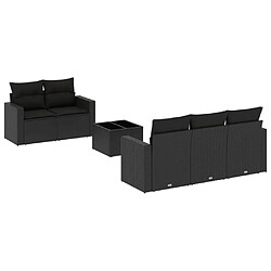 Maison Chic Salon de jardin 6 pcs avec coussins | Ensemble de Table et chaises | Mobilier d'Extérieur noir résine tressée -GKD41068