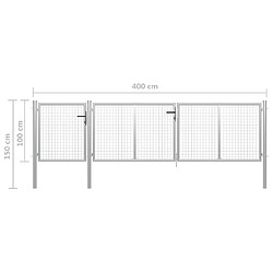 Acheter vidaXL Portail de jardin Acier 400 x 100 cm Argenté